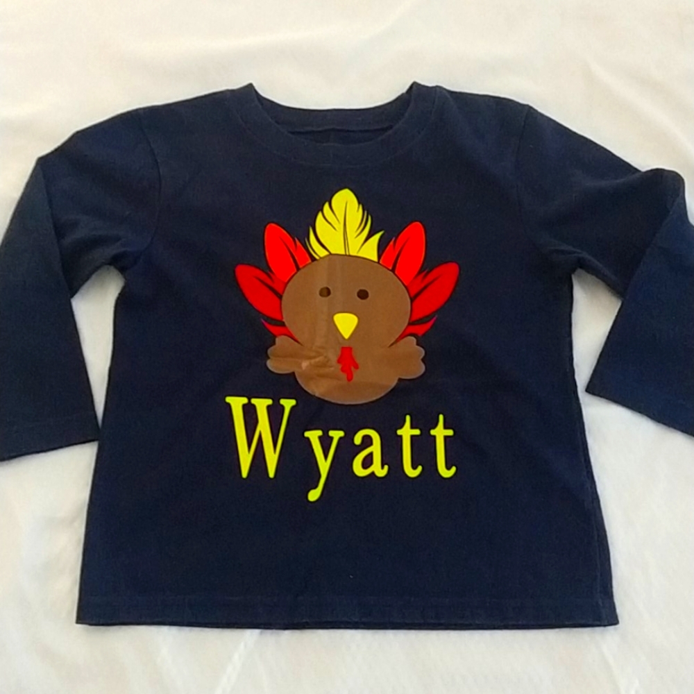 Custom thanksgiving shirt with the name "Wyatt" 3t